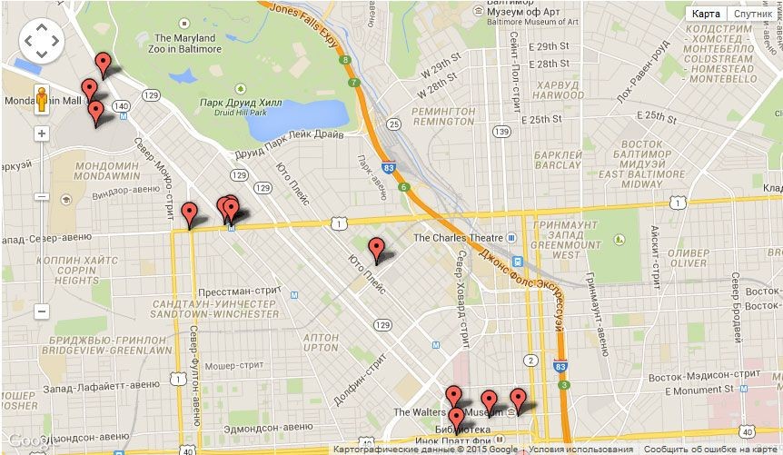 El mapa de disturbios en Baltimore