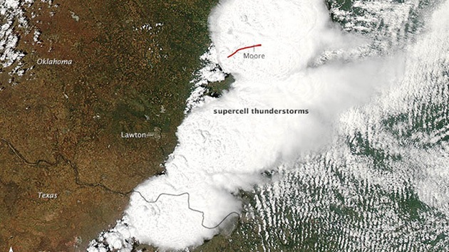 El tornado de Oklahoma, a vista de satélite
