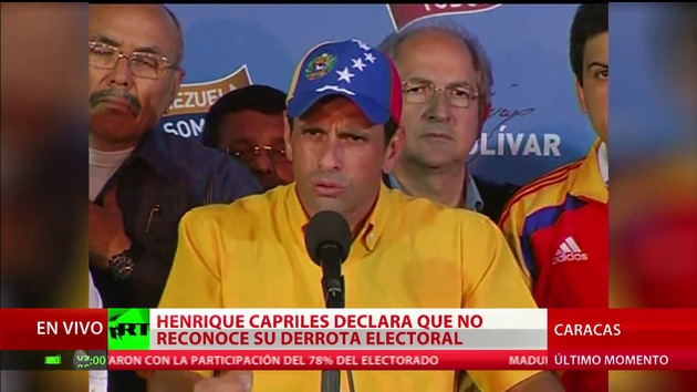Henrique Capriles, anunció que no reconocerá los resultados de las elecciones hasta que no se recuenten todos los votos