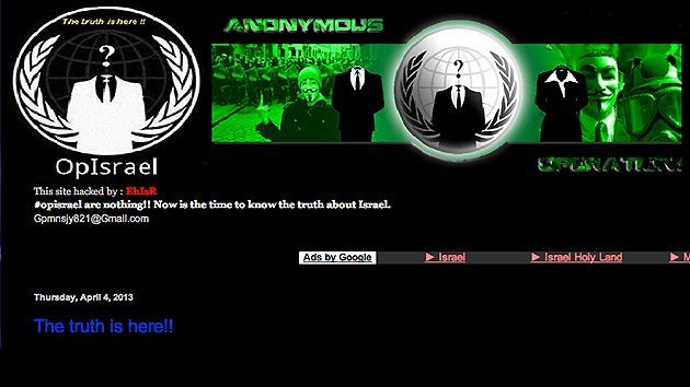 ‘Hackers’ israelíes atacan una supuesta página de Anonymous