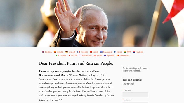 Miles de ciudadanos de EE.UU. y de Europa piden perdón a Putin en Internet