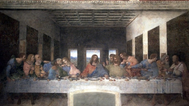 Pintura mural original de Leonardo da Vinci 'La última cena' 