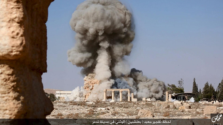 Un templo romano en Palmira (Siria) destruido por los militantes del Estado Islámico en 2015
