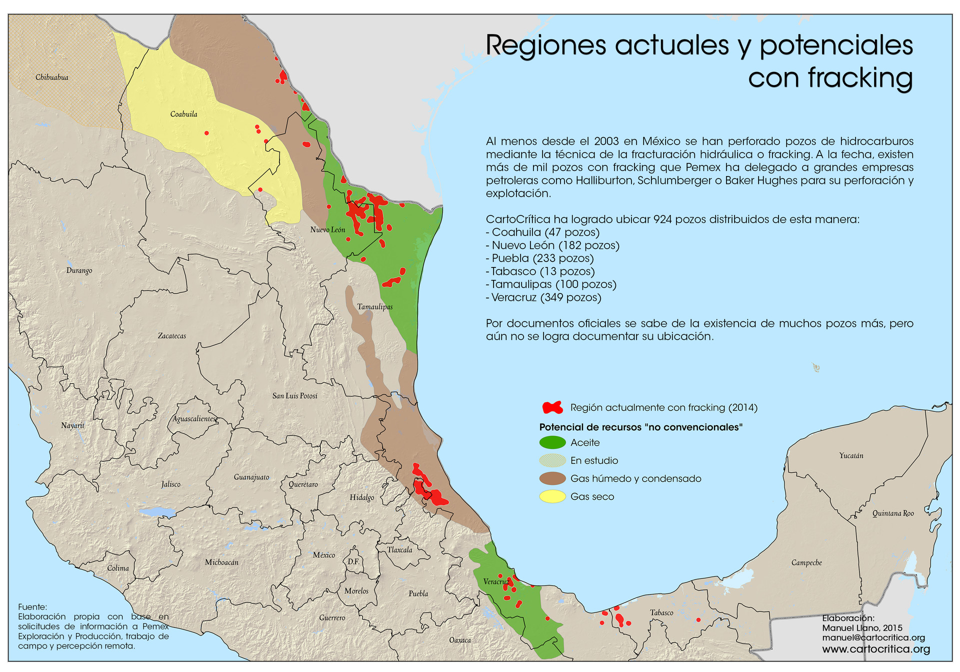 Mapa del fracking en México