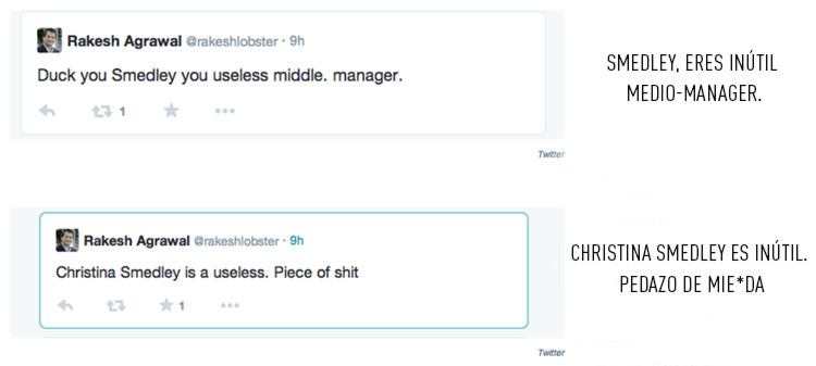 Algunos de los mensajes borrados de un tuitero despedido