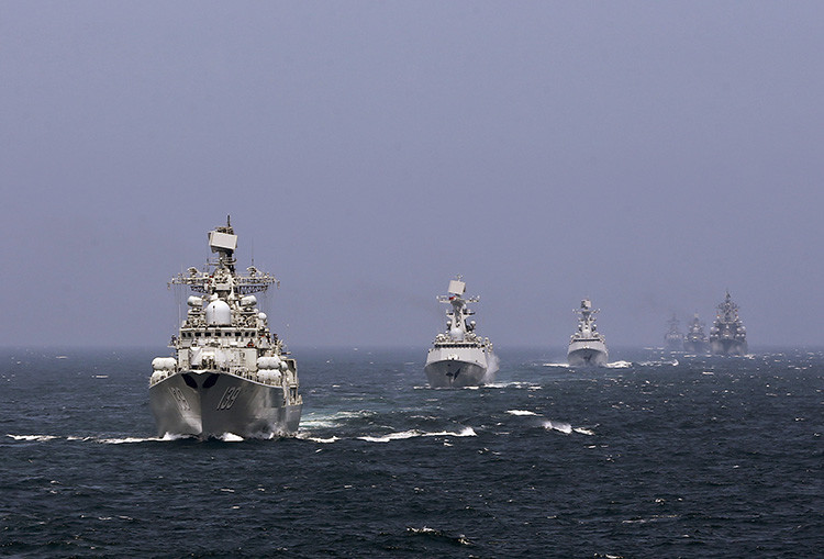 Ejercicios navales conjuntos de Rusia y China.