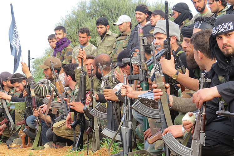 Combatientes del Ejército Libre de Siria en la provincia de Idlib, Siria, 21 de marzo de 2013.