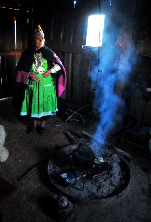 Una machi, tradicional curandera y líder religiosa mapuche