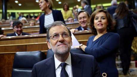 Mariano Rajoy, presidente del Gobierno en funciones y candidato del PP, durante el debate de investidura