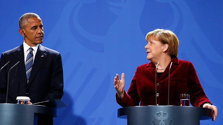 Barack Obama y Angela Merkel hablan ante la prensa en Berlín, Alemania, 17 de noviembre de 2016
