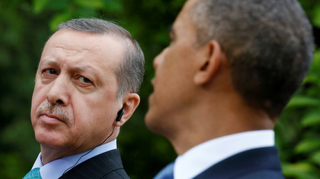 El entonces primer ministro turco, Recep Tayyip Erdogan (izquierda) y el presidente de EE.UU., Barack Obama (derecha) en una conferencia en la Casa Blanca el 16 de mayo de 2013.