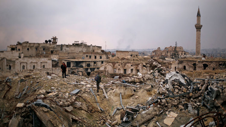 Escombros del Hotel Carlton, en la zona de Alepo controlada por el Gobierno, 17 de diciembre de 2016